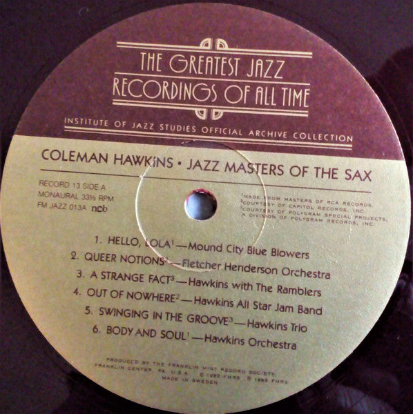Jazz Masters Of The Sax - Various (4LP box-Near Mint)