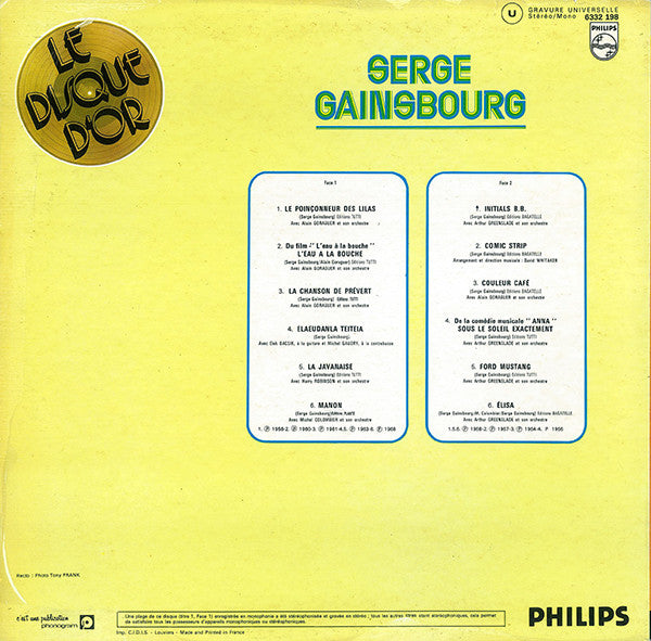 Serge Gainsbourg - Le Disque D'Or