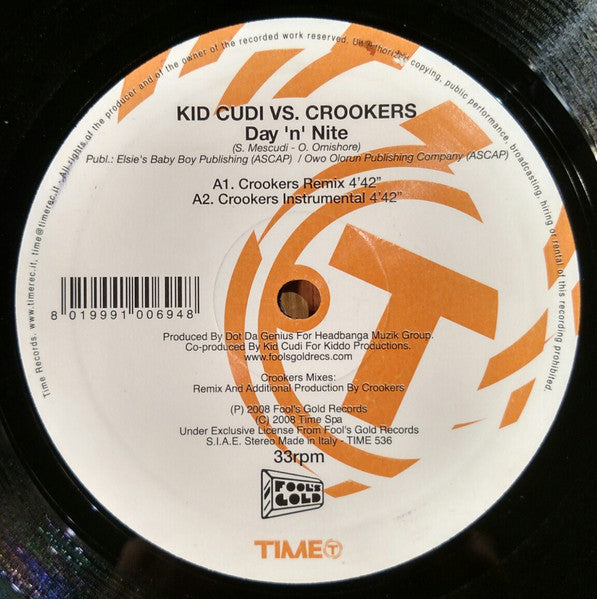 Kid Cudi vs Crookers - Day 'N' Nite (12inch maxi)