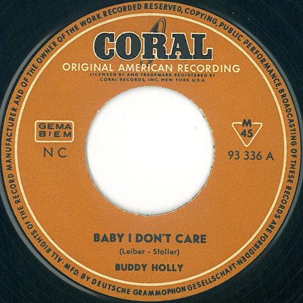 Buddy Holly And The Crickets - Baby I Don't Care (7inch single)