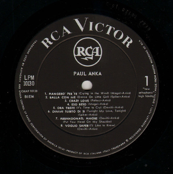 Paul Anka - Italiano (Near Mint)