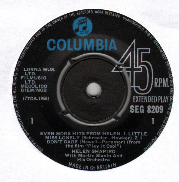 Helen Shapiro - Even More Hits From Helen (7inch single)