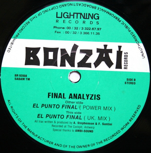 Final Analyzis - El punto final (12inch maxi)
