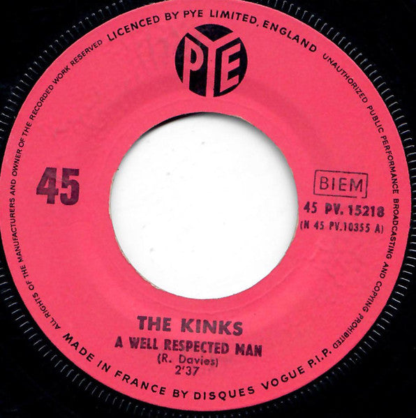 The Kinks - A Well Respected Man (7inch single)