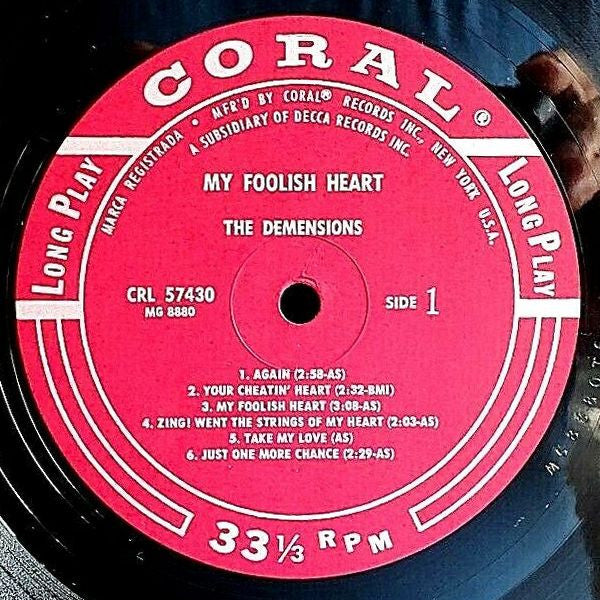 The Demensions - My foolish heart