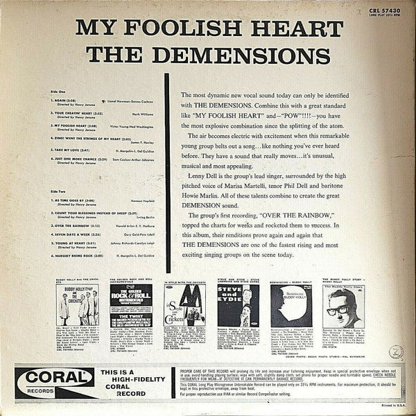 The Demensions - My foolish heart