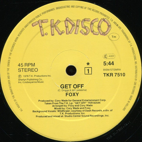 Foxy - Get Off / Tena's Song (12inch)