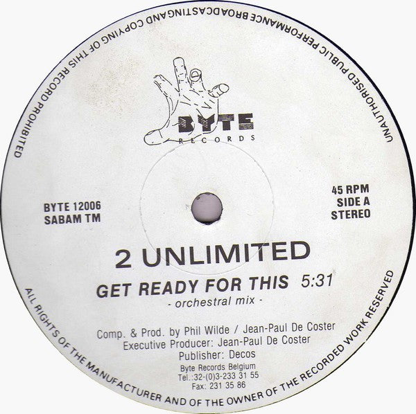 2 Unlimited - Get ready for this (12inch maxi)