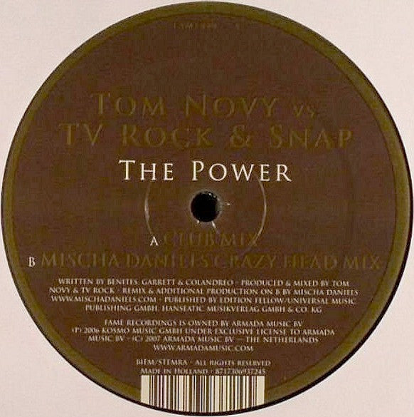 Tom Novy vs TV Rock & Snap - The Power (12inch maxi)